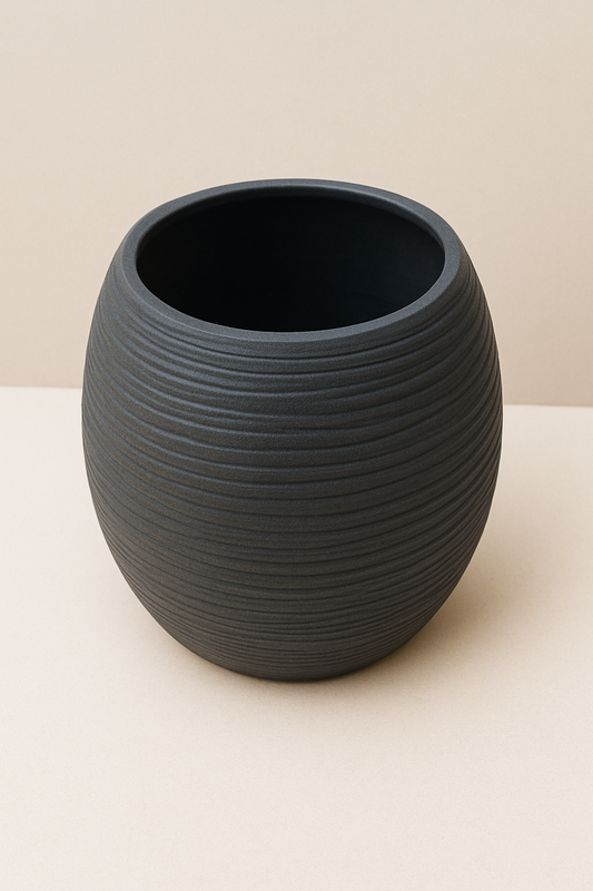 Vase à Fleurs Céramique Gris Charbon