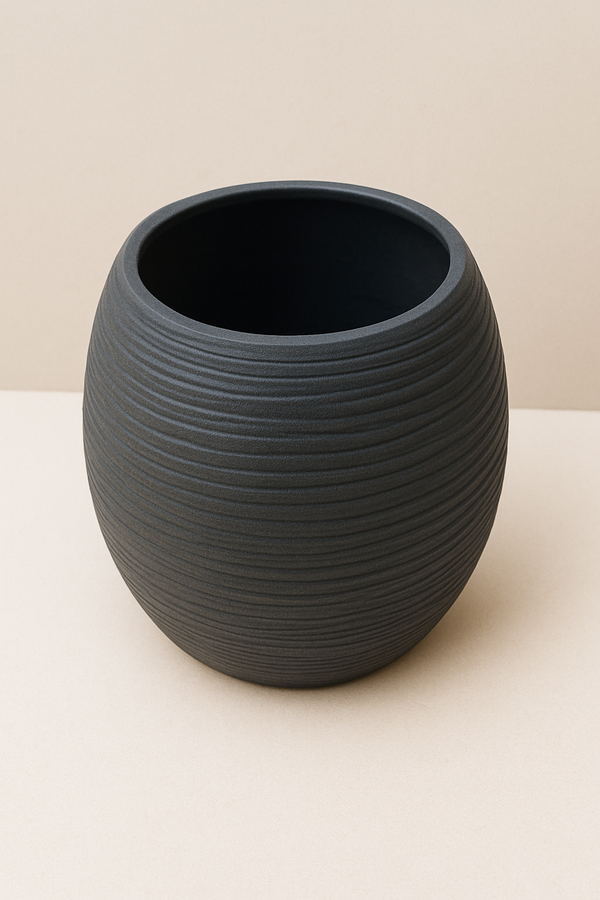 Vase à Fleurs Céramique Gris Charbon