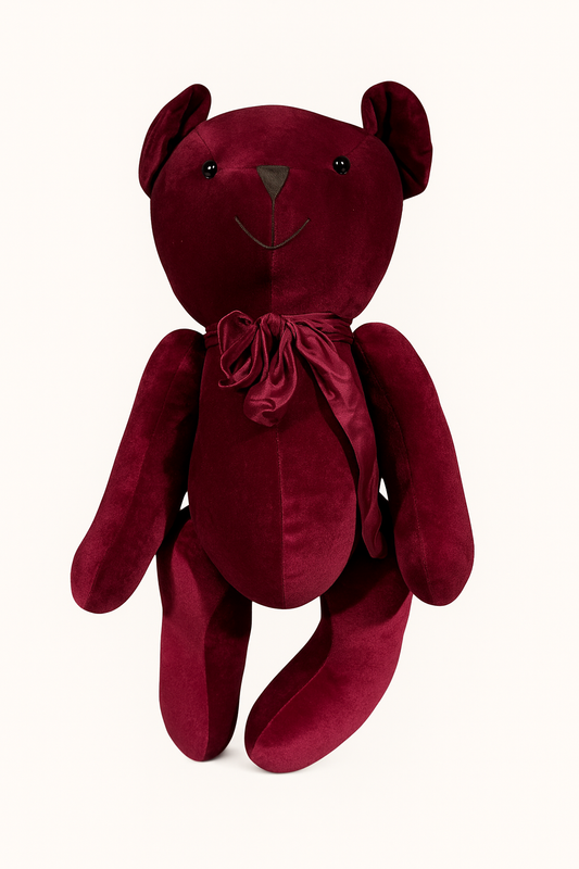 Ours en peluche bordeaux profond