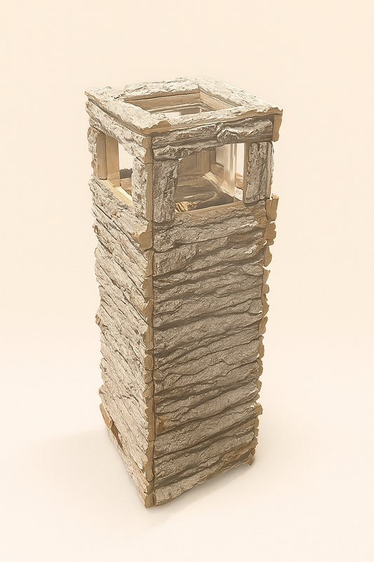 Lanterne Rustique en Bois Écorcé – Décoration Authentique