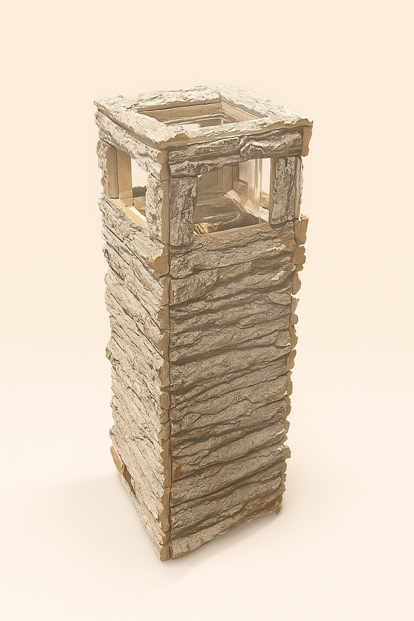 Lanterne Rustique en Bois Écorcé – Décoration Authentique