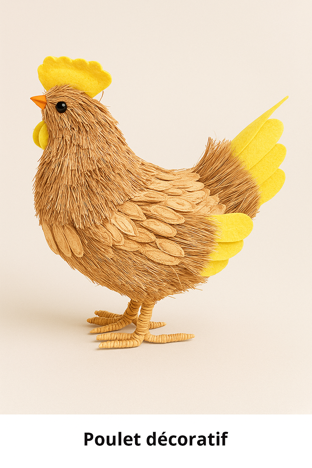 Poule Décorative en Fibres Naturelles – Style Champêtre
