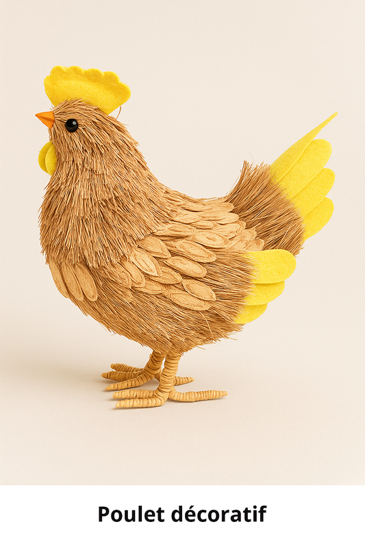 Poule Décorative en Fibres Naturelles – Style Champêtre
