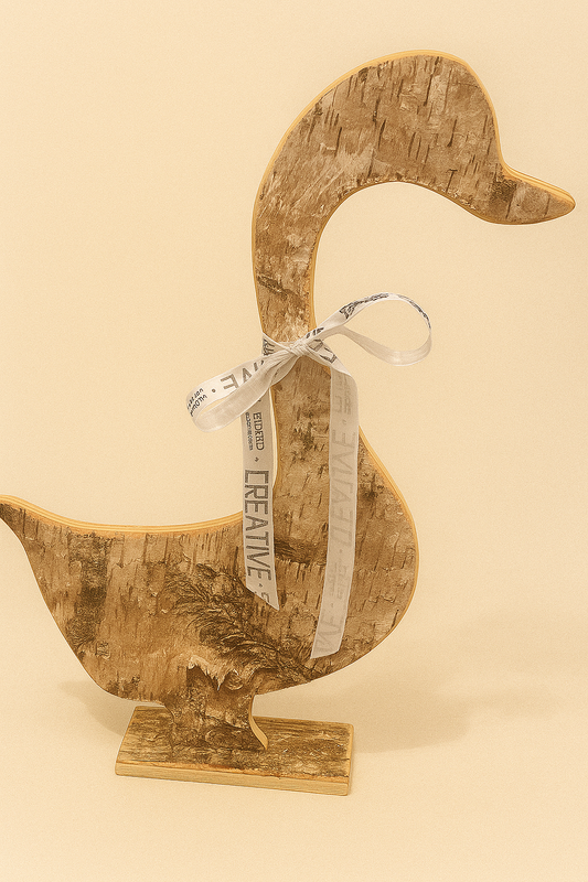 Canard décoratif en bois rustique avec ruban